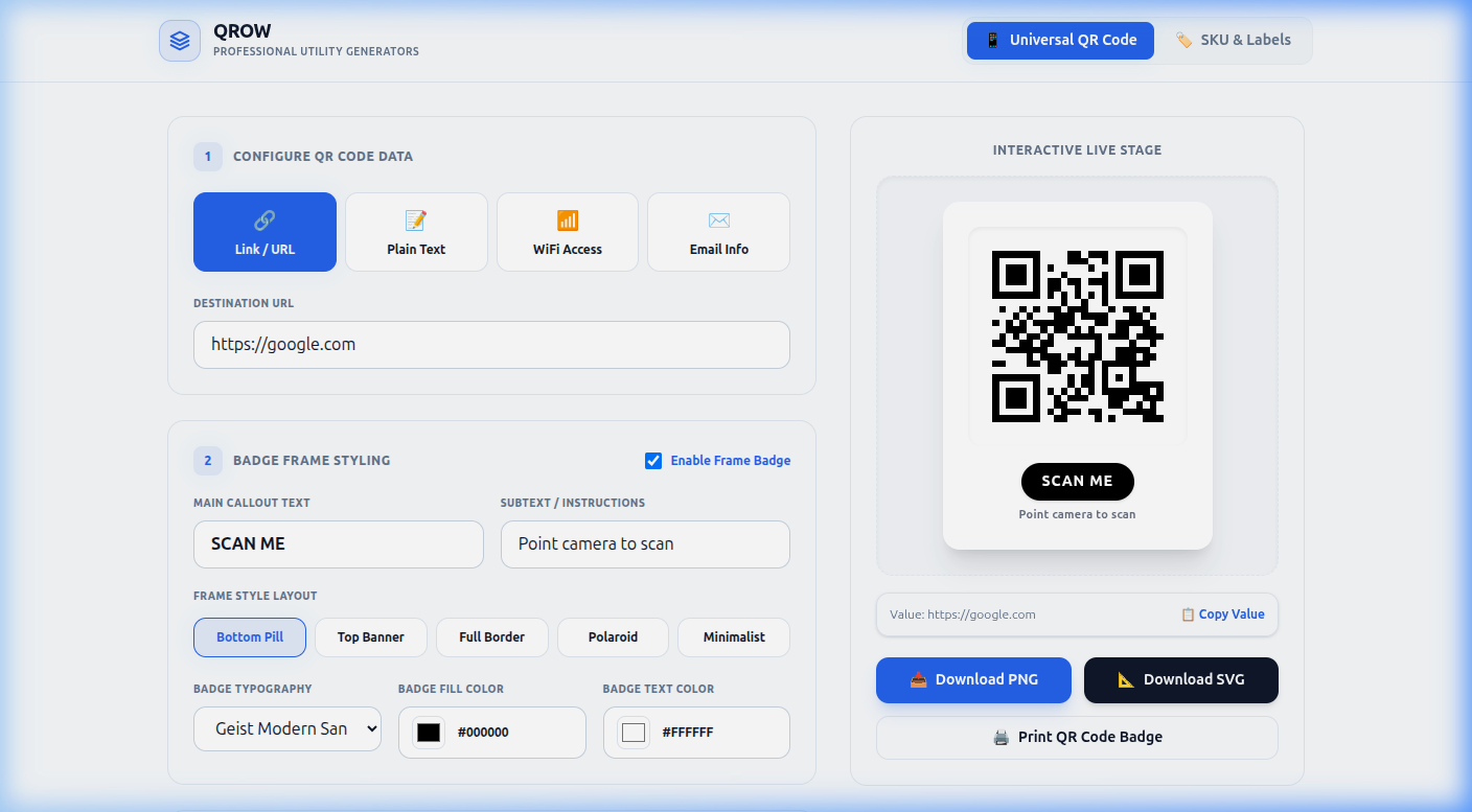Qrow - Universal QR & SKU Generator - Screenshot 1