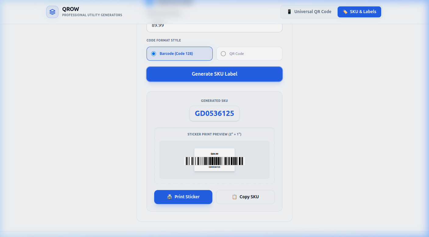 Qrow - Universal QR & SKU Generator - Screenshot 2